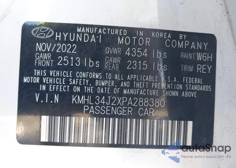 2023 Hyundai Sonata Limited from USA, damaged, VIN KMHL34J2XPA288380